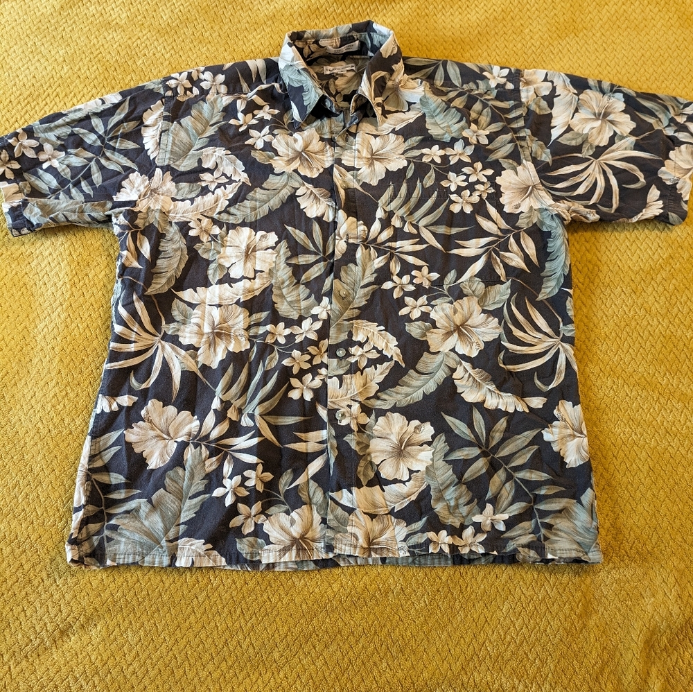Pierre cardin Hawaiian print short sleeve sz L
